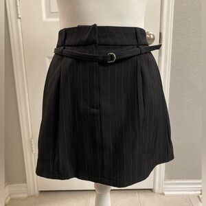 Pinstripe Mini Skirt High Waisted - Belted - Large - NWT - Dark Academia